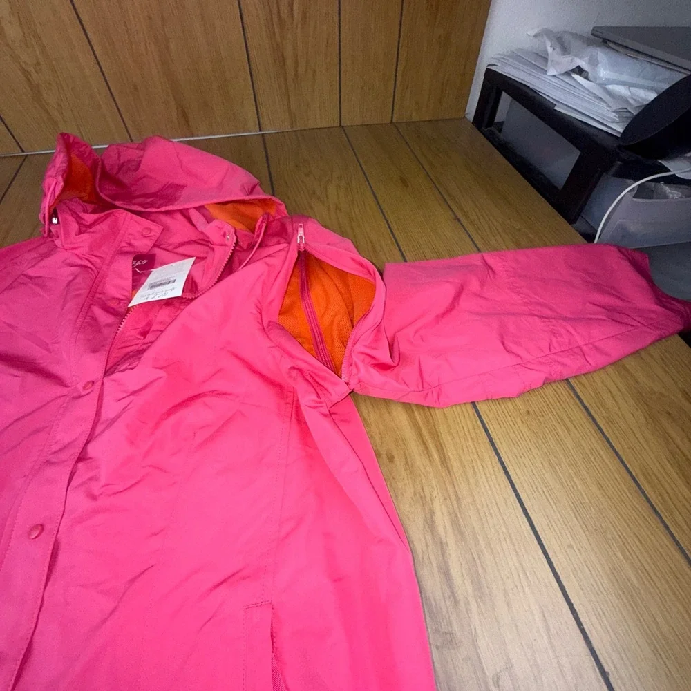 J.Jill Hot Pink Tall‎ Hooded Lightweight Snap Front Jacket Women's Size L
